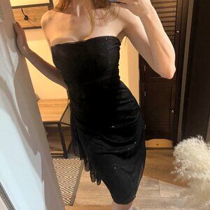 Strapless Black Sparkle Dress